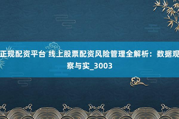 正规配资平台 线上股票配资风险管理全解析：数据观察与实_3003